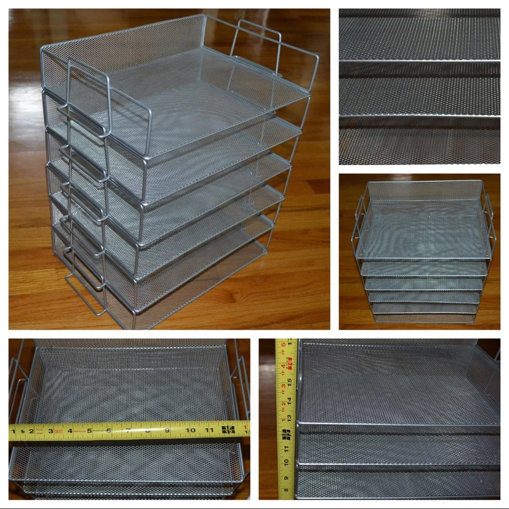 Set of 6 stackable metal paper trays - near mint